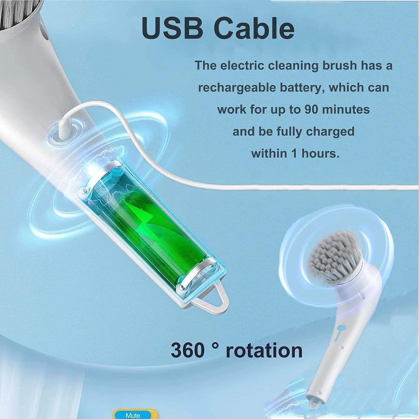Electric Spin Scrubber, Cordless Cleaning Brush with 9 Replaceable Brush Heads, Tub and Floor Tile 360 Power Scrubber Dual Speed with Adjustable Detachable Handle for Bathroom Kitchen Car (6)