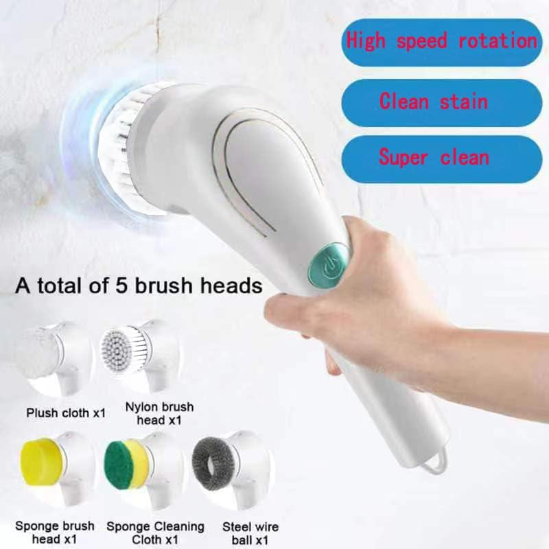 Electric Spin Scrubber, Cordless Cleaning Brush with 9 Replaceable Brush Heads, Tub and Floor Tile 360 Power Scrubber Dual Speed with Adjustable Detachable Handle for Bathroom Kitchen Car (6)