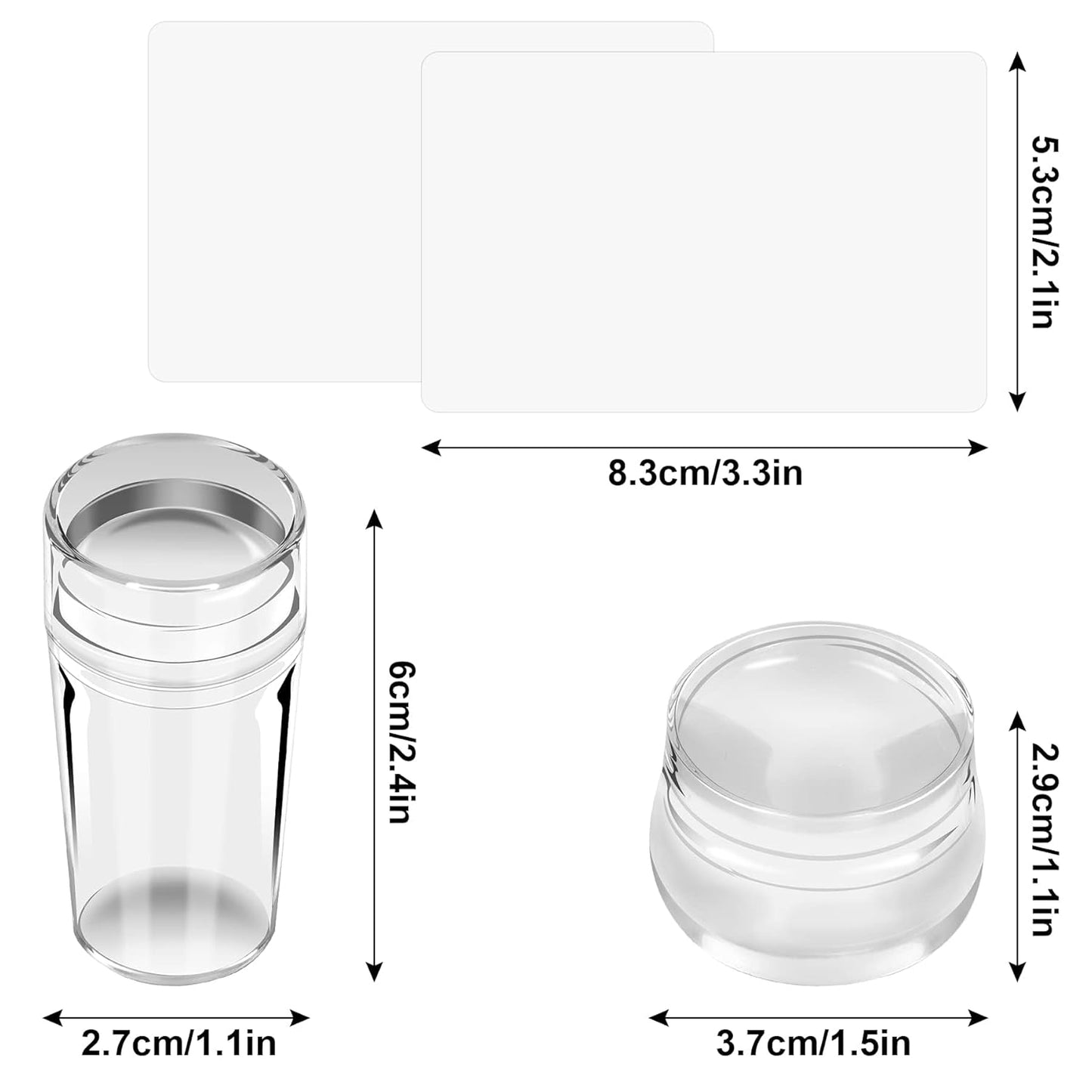 4Pcs Nail Art Stamper Kit, French Tip Nail Stamp with Scrapers Clear Silicone Long Short Nail Jelly Stamper Set for Home DIY Nail Decor French Manicure Art Salon