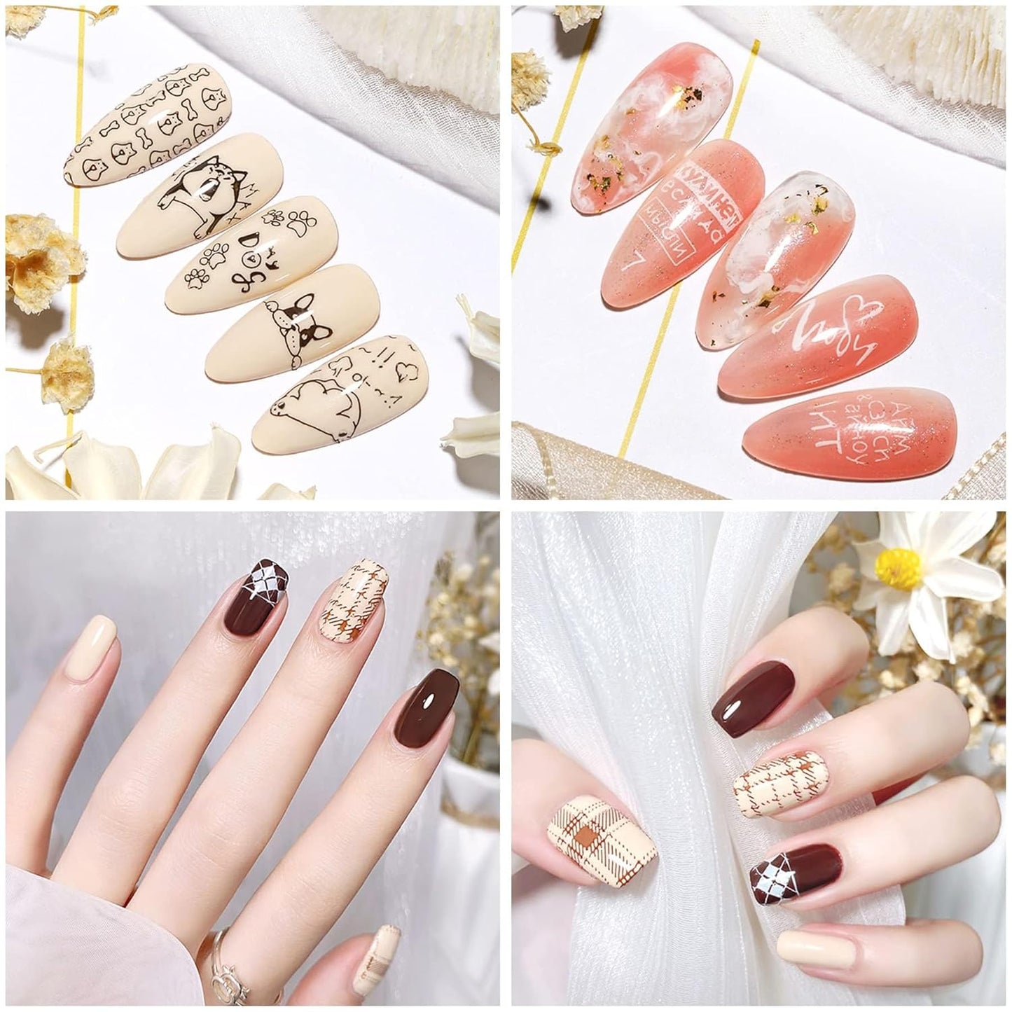 4Pcs Nail Art Stamper Kit, French Tip Nail Stamp with Scrapers Clear Silicone Long Short Nail Jelly Stamper Set for Home DIY Nail Decor French Manicure Art Salon