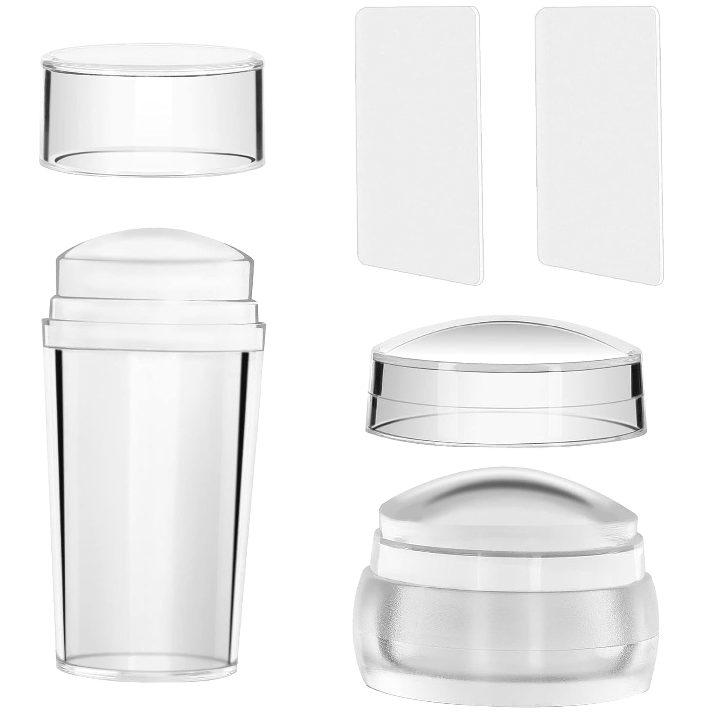 4Pcs Nail Art Stamper Kit, French Tip Nail Stamp with Scrapers Clear Silicone Long Short Nail Jelly Stamper Set for Home DIY Nail Decor French Manicure Art Salon