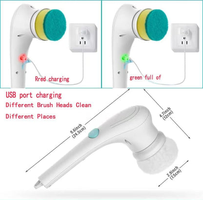Electric Spin Scrubber, Cordless Cleaning Brush with 9 Replaceable Brush Heads, Tub and Floor Tile 360 Power Scrubber Dual Speed with Adjustable Detachable Handle for Bathroom Kitchen Car (6)
