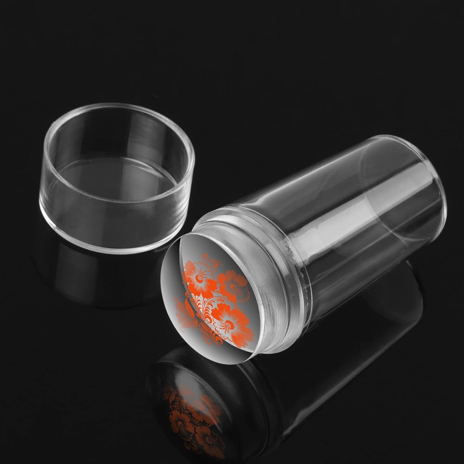 4Pcs Nail Art Stamper Kit, French Tip Nail Stamp with Scrapers Clear Silicone Long Short Nail Jelly Stamper Set for Home DIY Nail Decor French Manicure Art Salon