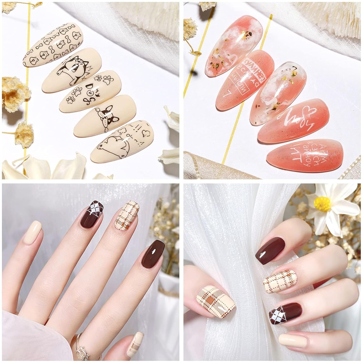 4Pcs Nail Art Stamper Kit, French Tip Nail Stamp with Scrapers Clear Silicone Long Short Nail Jelly Stamper Set for Home DIY Nail Decor French Manicure Art Salon